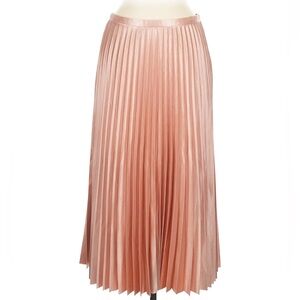 Zara Satin Pleated Midi Skirt in Blush
